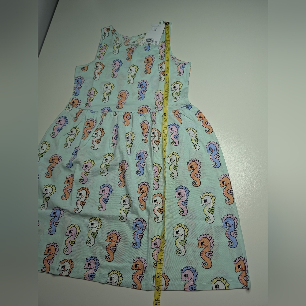 NWT H&M 8/10 Girls Mint Tank Top Dress Seahorses - Picture 8 of 8